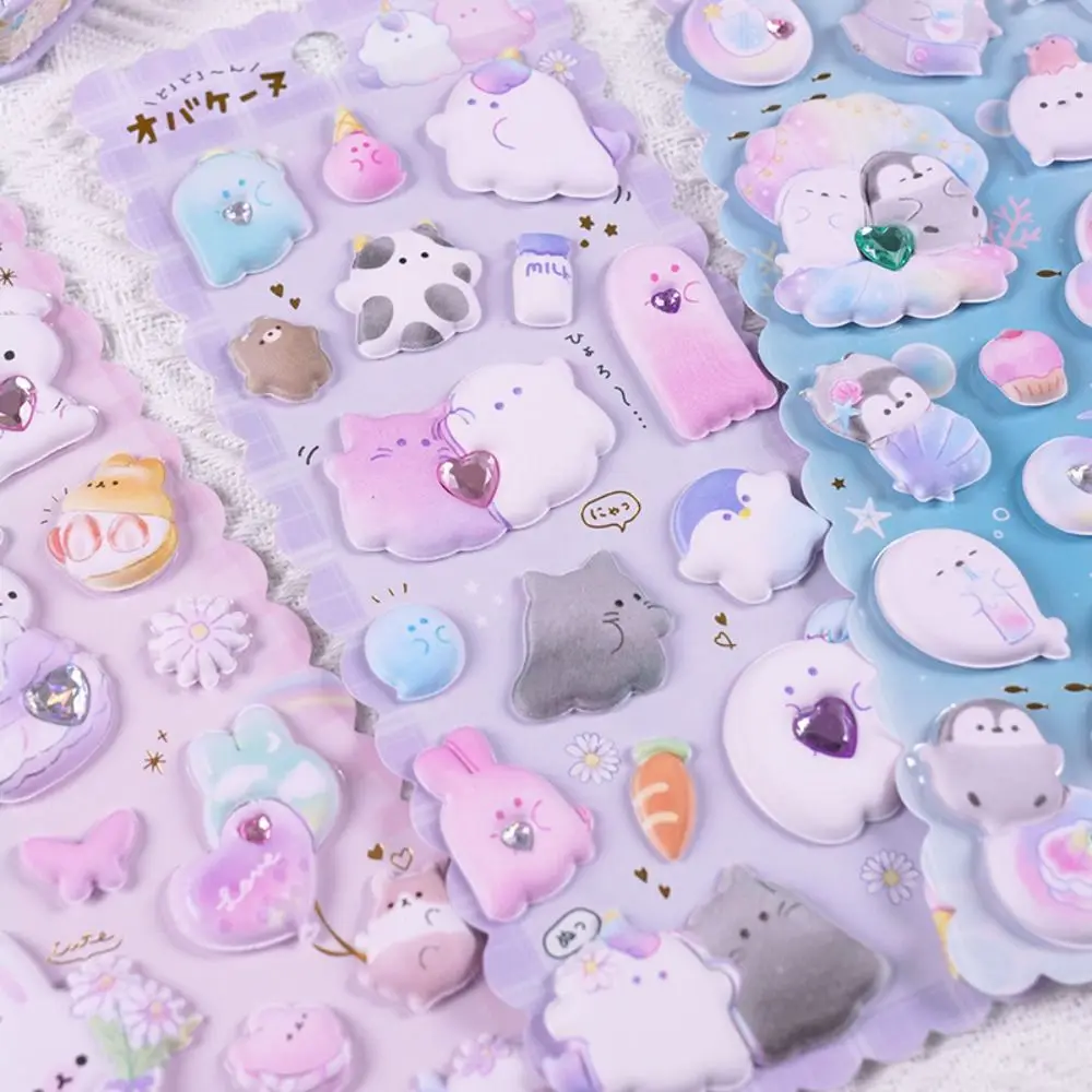 Kawaii البطريق بيغاسوس نمط ملصقات مضحك ورقة الكرتون أعواد تزيين DIY الأمتعة دفتر الشارات ثلاثية الأبعاد منتفخ ملصق