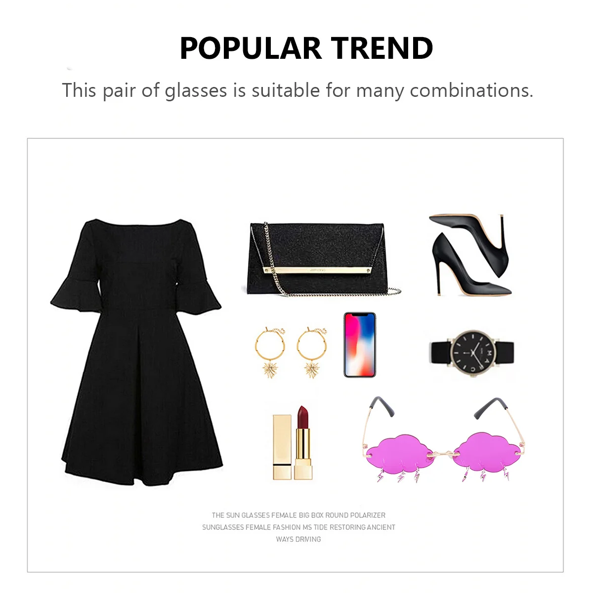 

1 Pair Shape Sunglasses Cloud Tear Design Uv Protection Frameless Wave Glasses For Women Fashion Streetwear Party