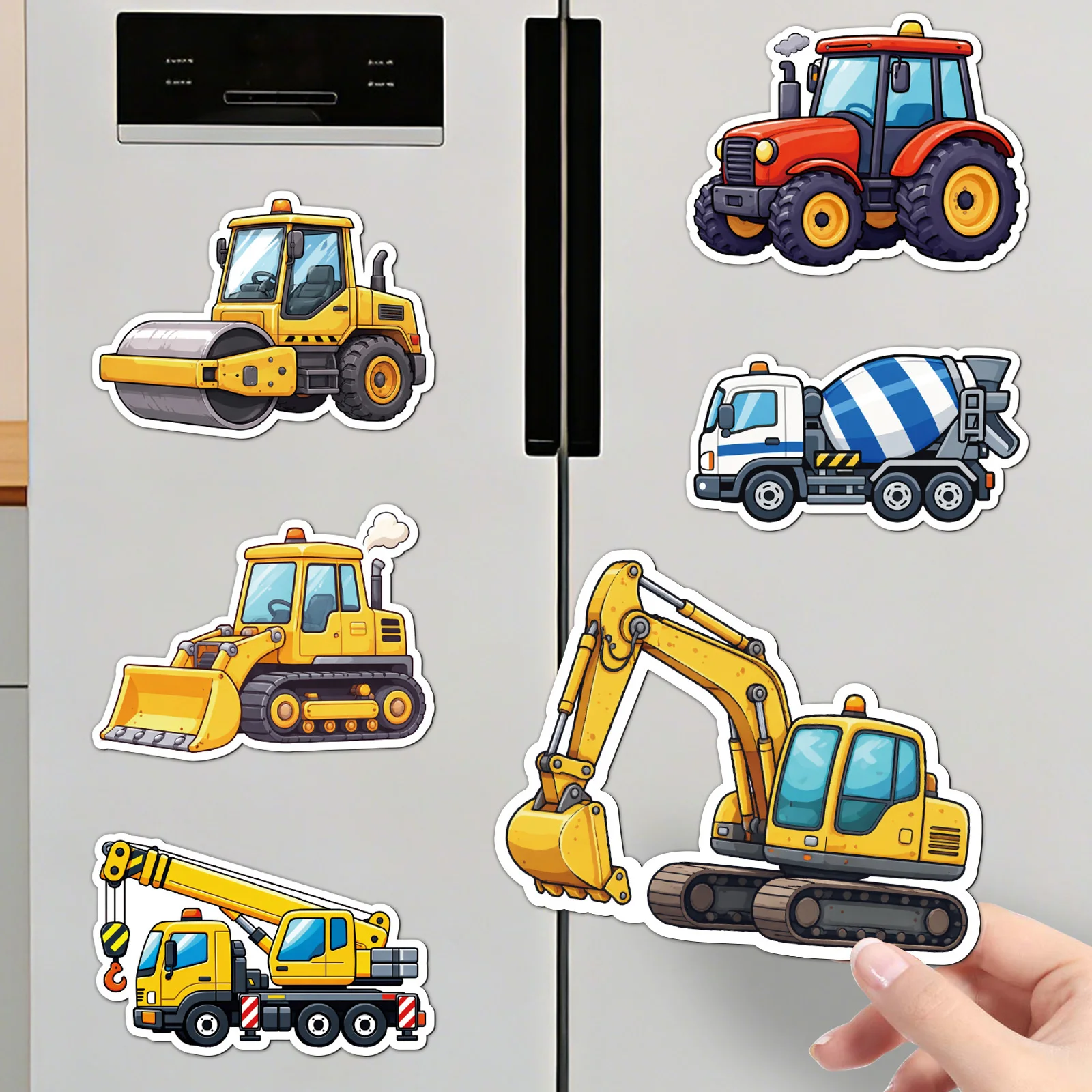 2D Flat 6pcs Car Theme Home Decorations Refrigerator Tiles Tile Set, Holiday Decorations