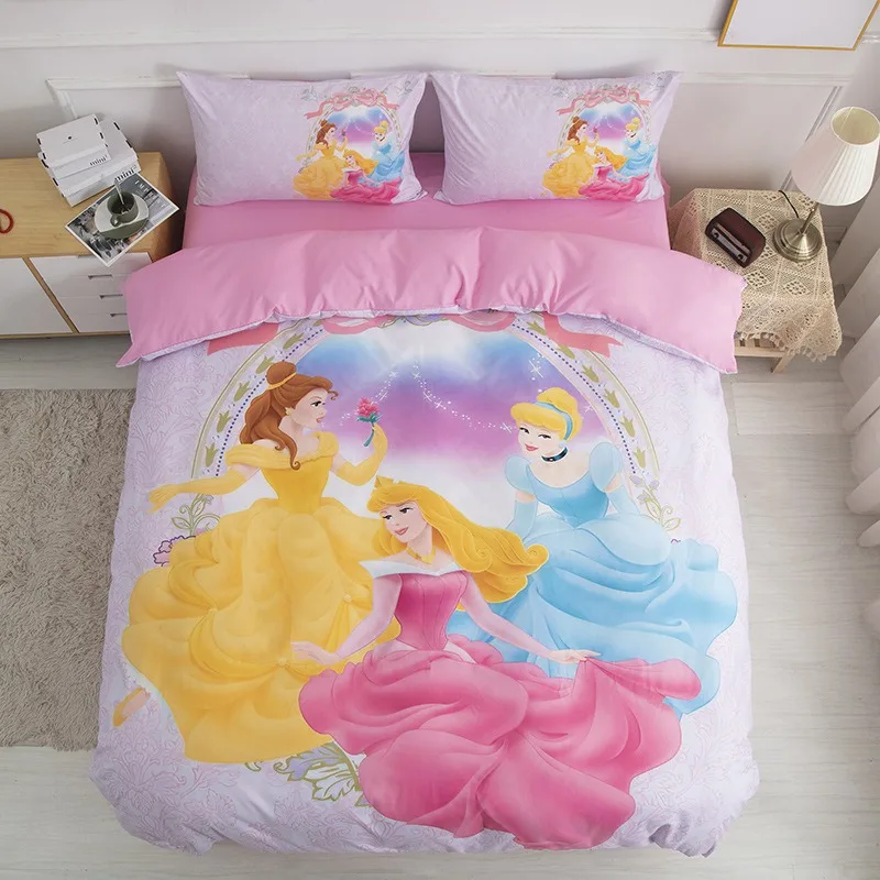 Disney Princess Bedding Set Little Mermaid Snow White Duvet Cover,D Print Mermaid Princess Themed Bedroom Decor For Girls