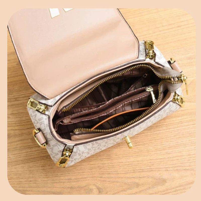 An elegant and sophisticated 3-piece women's handbag set. Stylish apple-shaped bags with premium letter prints that go with any - view 3