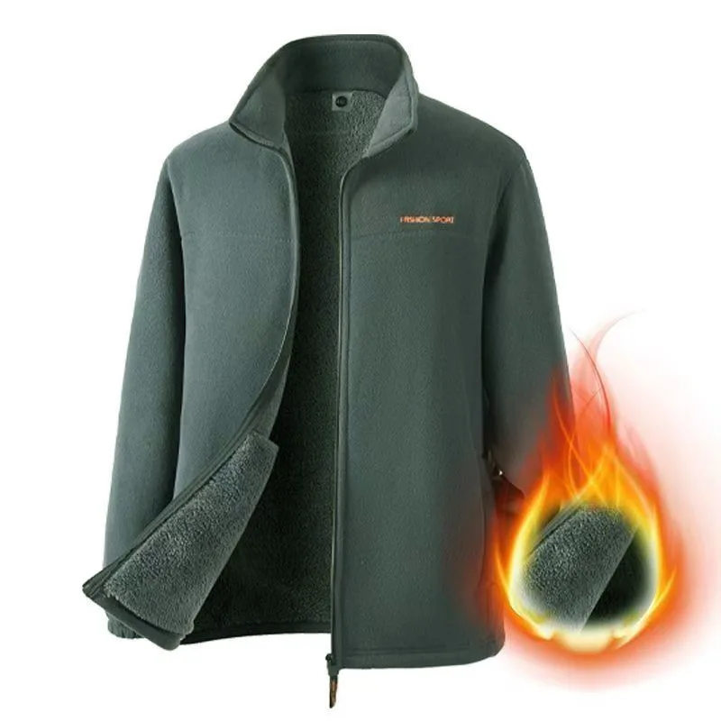 

Men's New Fleece Jacket with Stand Collar, Zipper Hoodie, Thickened and Warm for Autumn and Winter