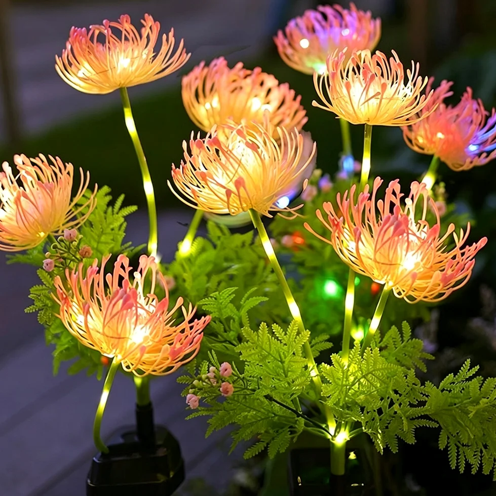 3‑Fork Solar Lycoris Radiata Flower Stake Lights, Waterproof LED Outdoor Garden Lawn Pathway Landscape Decoration