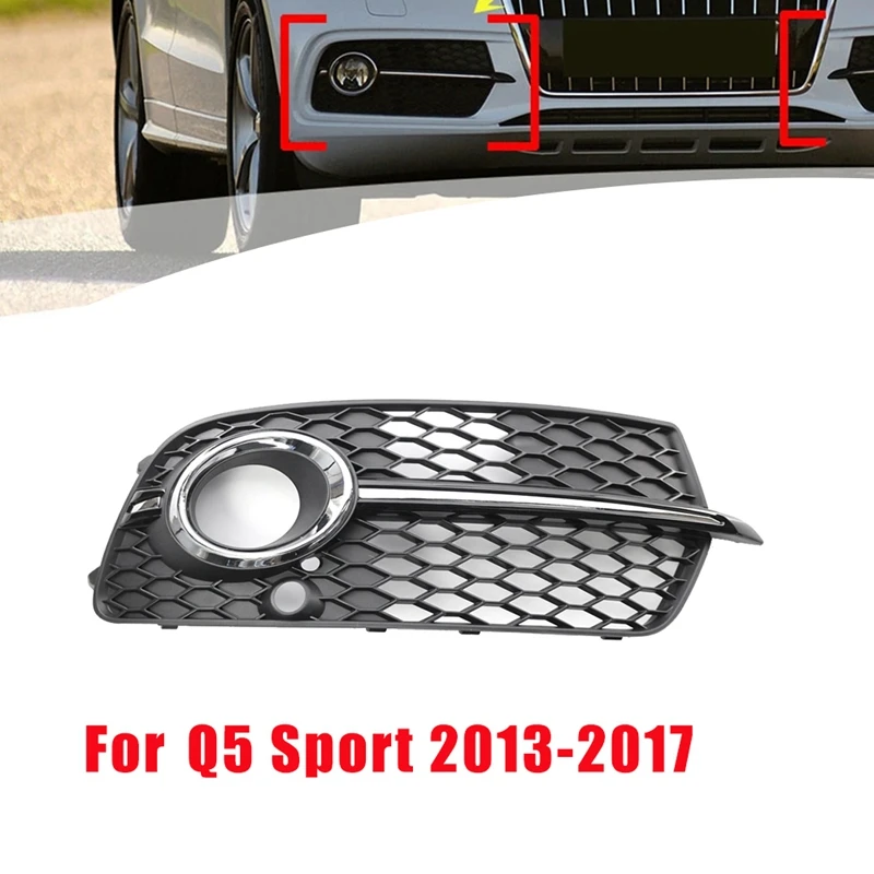 Newfront Bumper Fog Light Honeycomb Grille Cover For  Q5 Sport 2013-2017 Lower Grille Fog Lamp Bezel