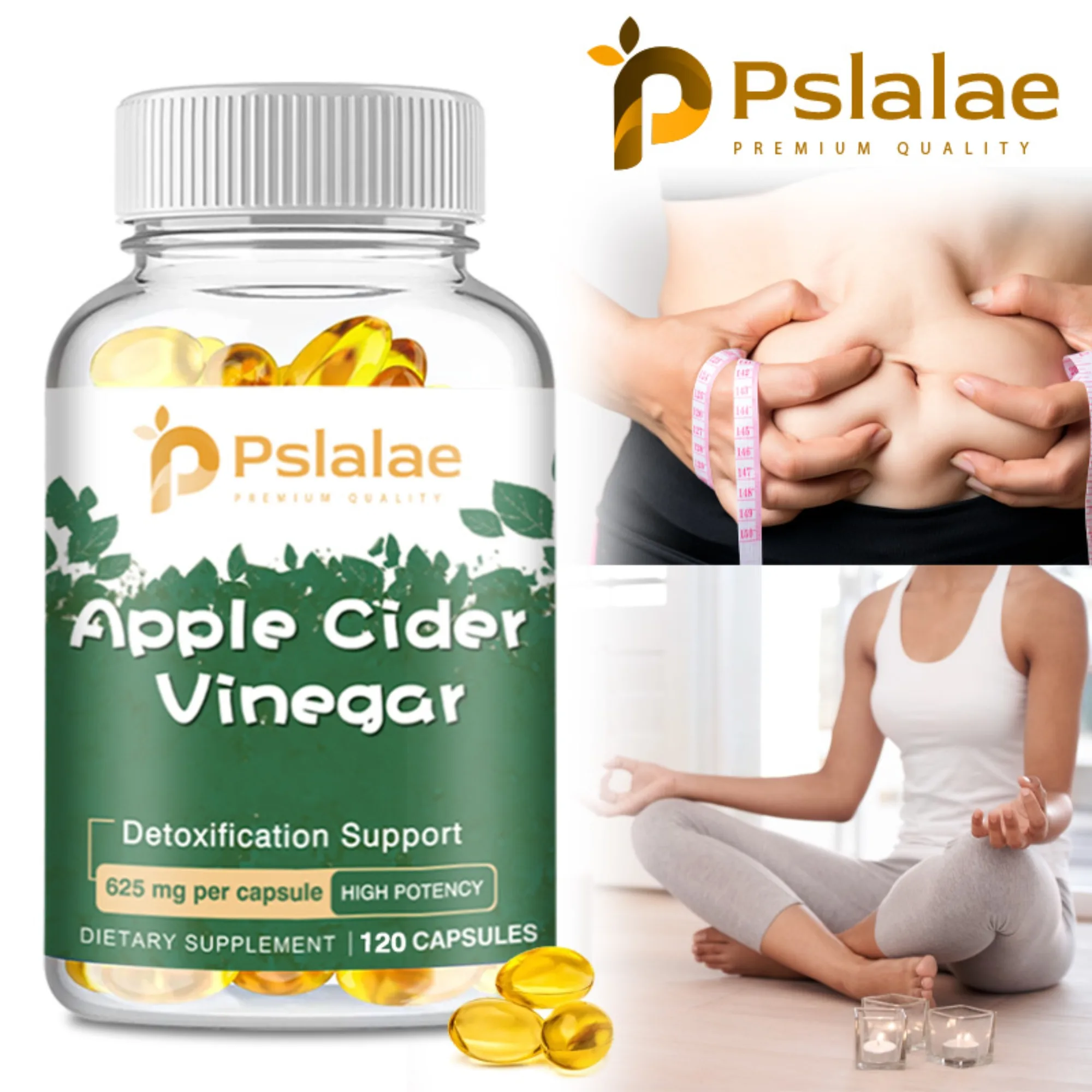 

Apple Cider Vinegar - Healthy Weight Management, Digestion, Detoxification and Immunity Relieve Gas and Bloating - 120 Capsules