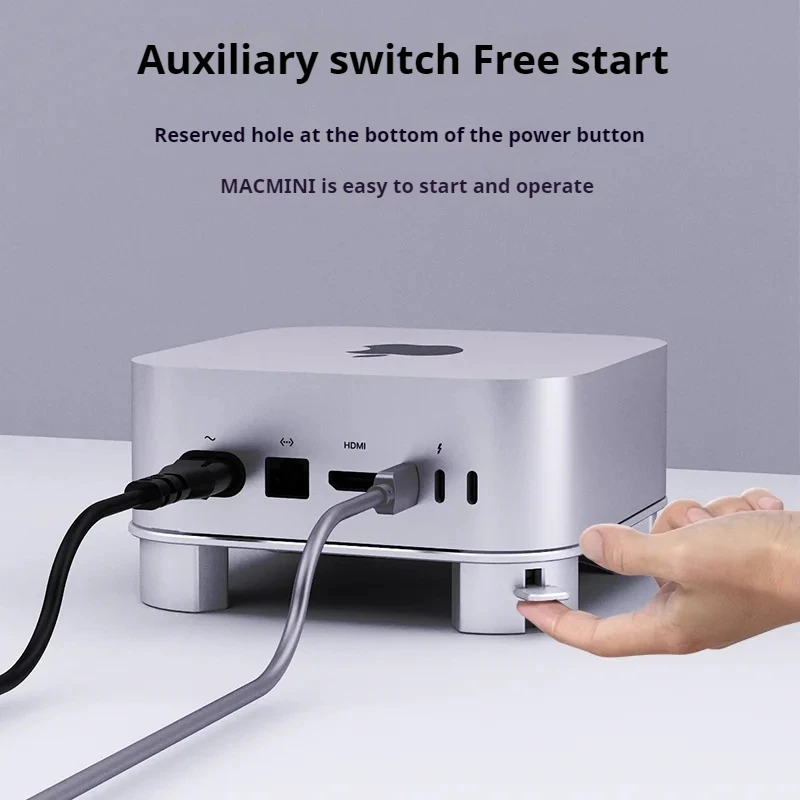 Minisopuru Mac Mini M4 Stand Aluminium Aloi Desktop Cooling Bracket Stand untuk Mac Mini M4/M4 Pro 2024