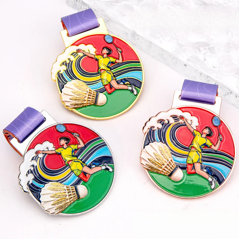 Badminton medal school sports meeting physical education competition trophy children adults badminton prizes commemoration