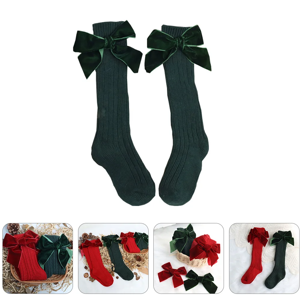 

Cotton Middle Socks Kids Socks Girls Red Winter Toddler Children Warm Bowknot Stockings