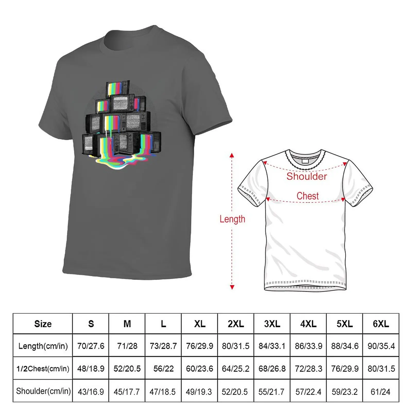 Retro Dripping Technicolour TV T-Shirt sublime customs sweat quick drying fitted t shirts for men