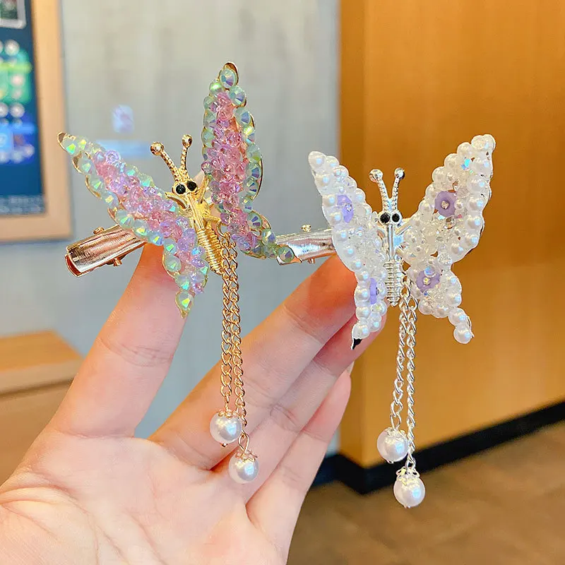 New Cute Shaking Move Wing Butterfly Hairpin Girls Tassel Barrettes Hair Accessories Kids Headwear Ornaments Gift