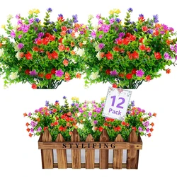 1/2/4 Bundle fiori artificiali all'aperto resistente ai raggi UV verde arbusti piante da fiore finte per la decorazione dell'ufficio del giardino della cucina di nozze