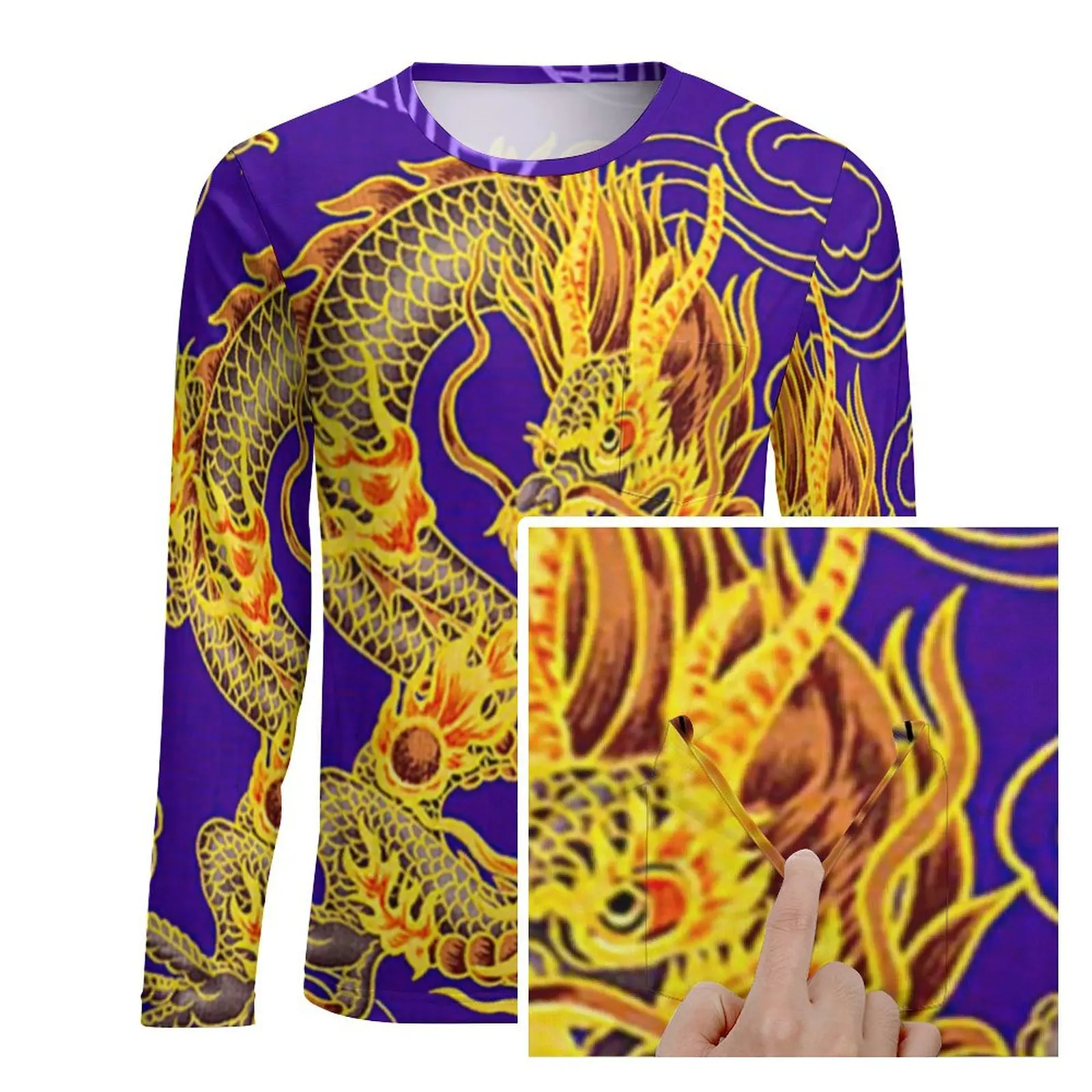 Chinese Emperor Dragon T Shirt Autumn Dragons Art Print Fun T Shirts Men Hip Hop Printed Tshirt 3XL 4XL 5XL