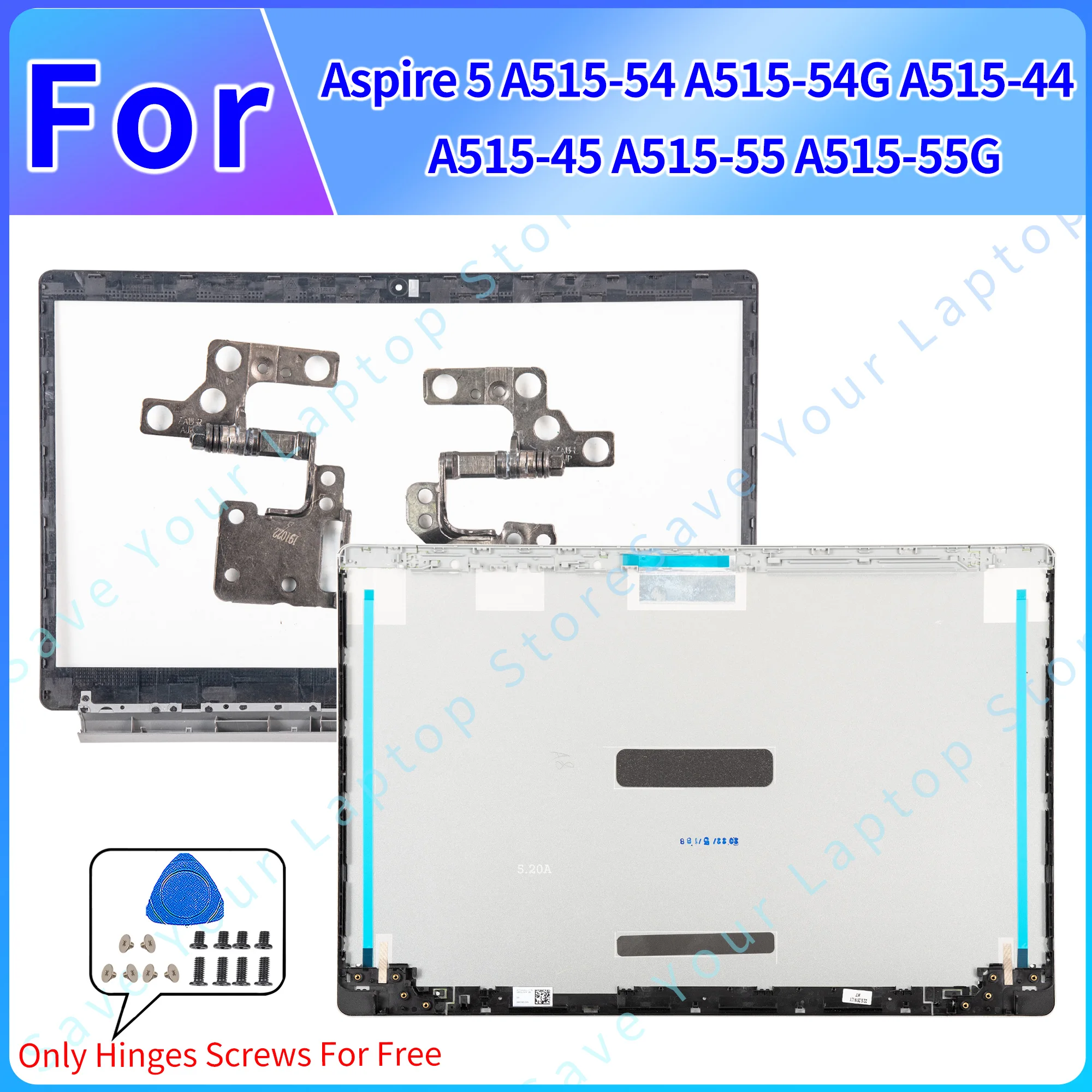 tampa traseira do portatil para aspire dobradicas da moldura frontal dobradicas lcd tampa superior novo a51554 a515 54g a51544 a515 45 a515 55 a515 55g 01