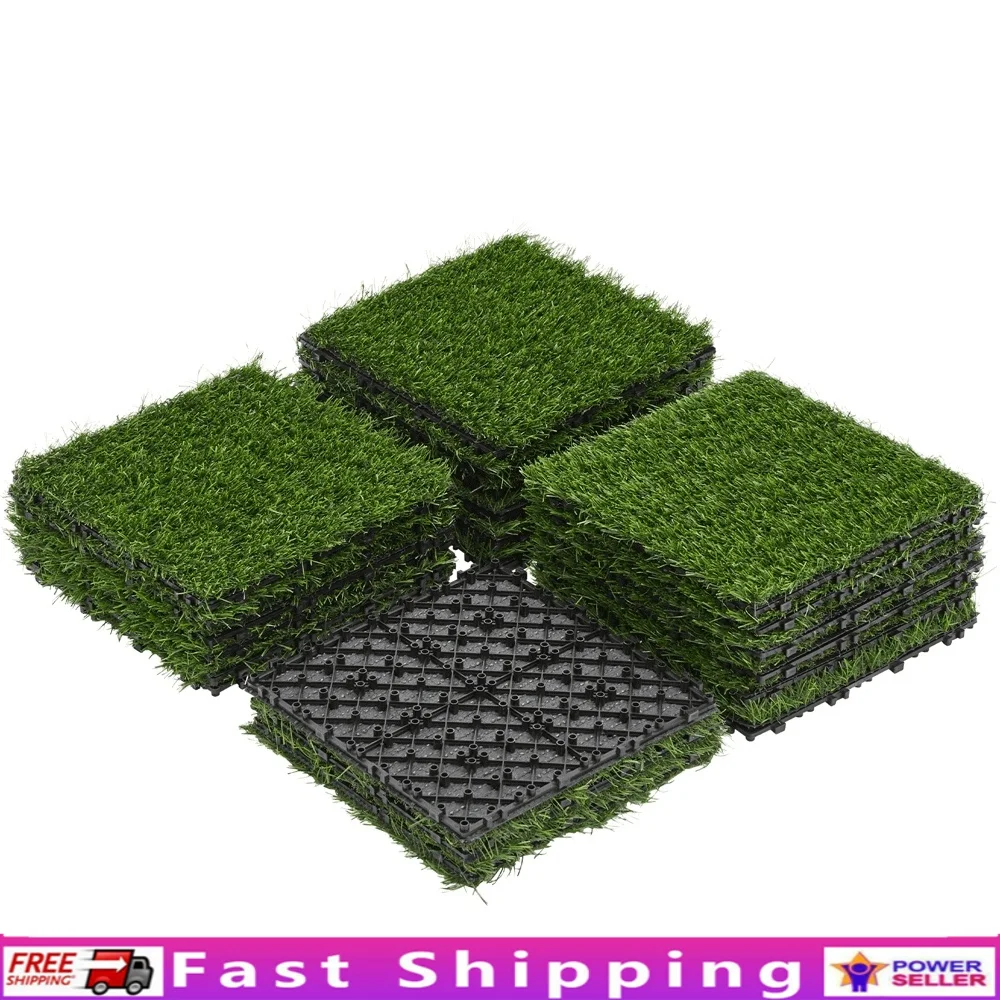 

27PCS Interlocking Artificial Grass Turf Tiles Durable Outdoor Flooring Garden Patio Balcony Porch Decor