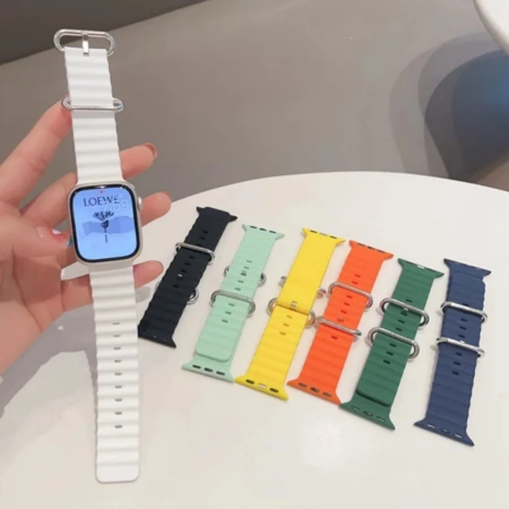 Ocean Silicone Band Strap for Smartwatch Ultra 2 49mm 46mm Series 10 9 8 7 6 5 IWatch 44 45 40 42mm image 2