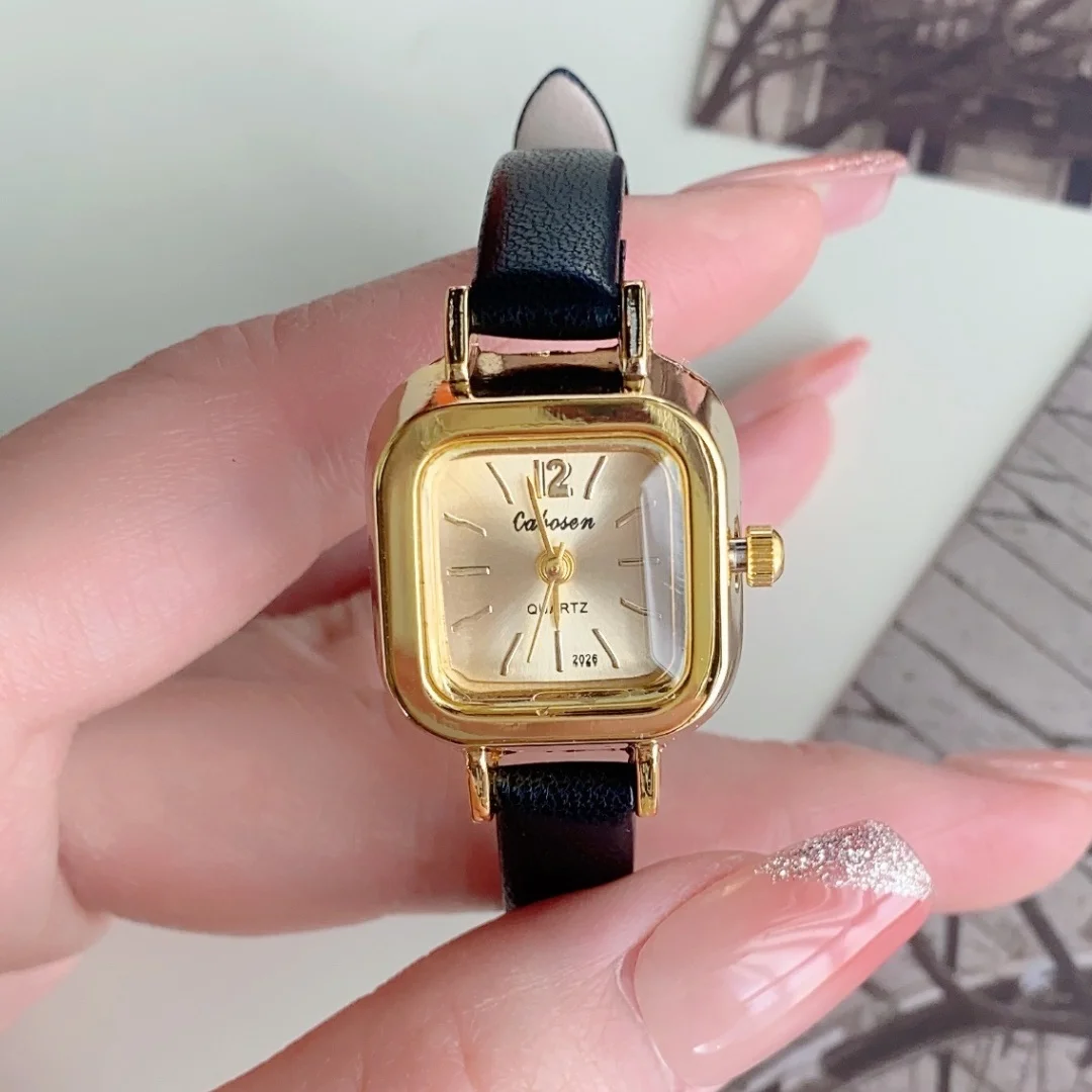 Женские часы с маленьким квадратным циферблатом, повседневные женские кварцевые наручные часы с кожаным ремешком, Reloj Mujer, часы для девочек, подарок Montre Femme
