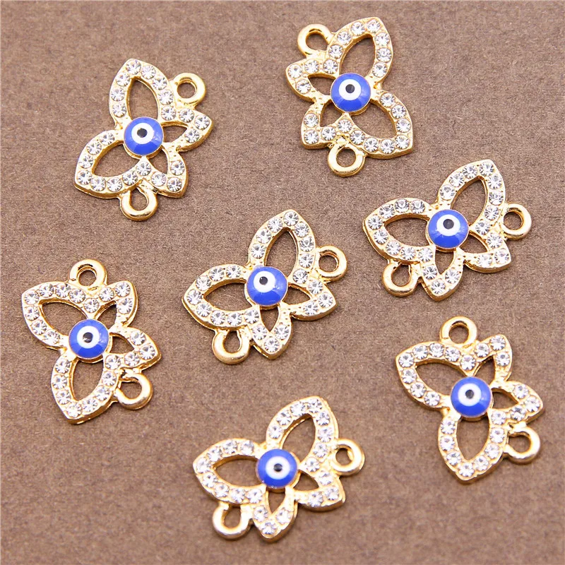 6Pcs Enamel Animal Evil Eye Charm four-leaf flower Connector for Jewelry Making Bracelet Accessories DIY Findings