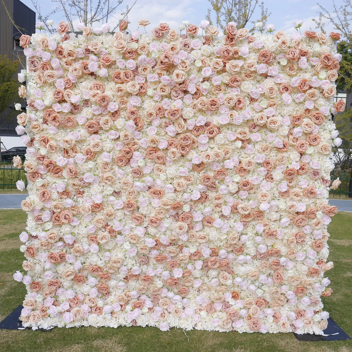 

5D Simulation Cloth Bottom Flower Wall Background Wall Fake Flower Wedding Arrangement Flower Photo Clock In Image Wall 8 * 8FT
