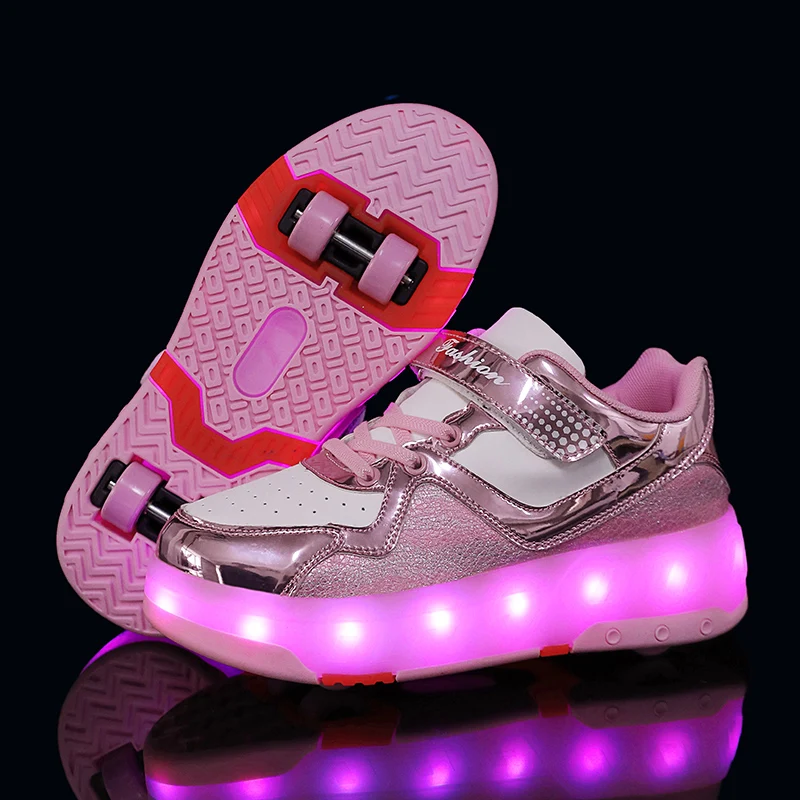 

Sneakers Roller Shoes With LED Lights Outdoor Deformation Parkour Skates Dual-Use Children Girls Boys Adult Men Women Unisex Rol
