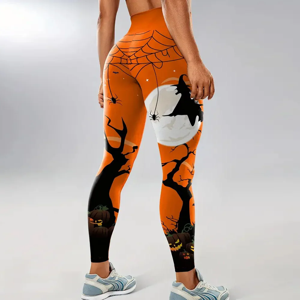 

3D Printed Halloween Style Women's Yoga Pants Outdoor Running Sports Gym High Elasticity Daily Casual Comfortable Pant For Women