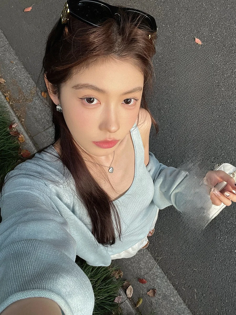 

Комплект Ibell Zhang: Льняной шелковый кардиган с длинными рукавами и свободным кроем, U-образный вырез, женская летняя повседневная одежда, комфортный свободный крой