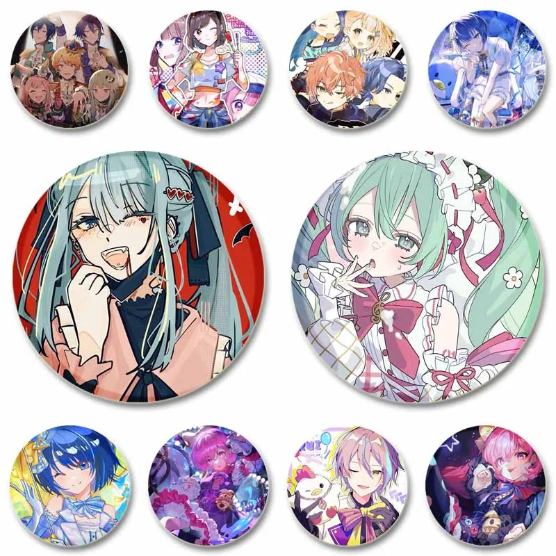 Project SEKAI Anime Lapel Pins Cartoon Figure Wonderlands×Showtime Kamishiro Rui Badge Round Brooch Pin Back Shirt Jewelry Gifts