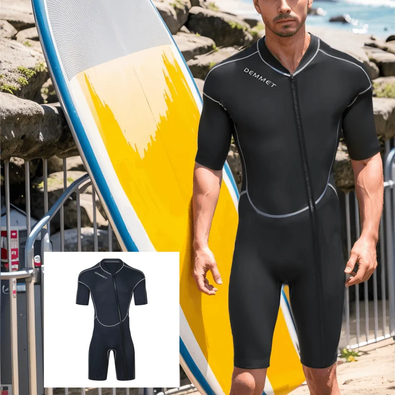 DEMMET 1.5mm Neoprene Short-sleeved Wetsuit One-piece Swimsuit Swimming Surfing Snorkeling Keeping Warm And Cold