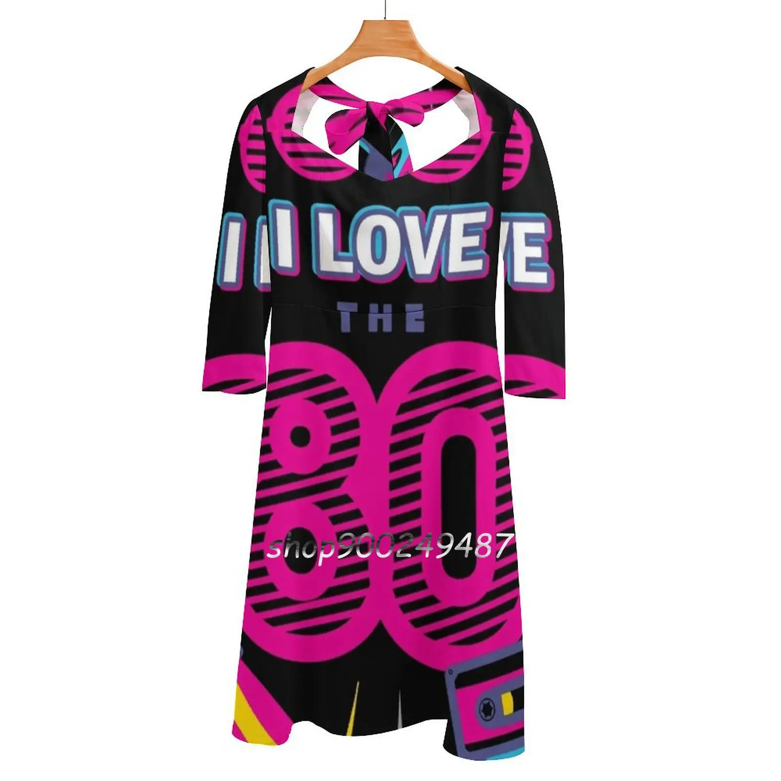 I Love The 80S Retro Style Sweetheart Knot Flared Dress Fashion Design Large Size Loose Dress I Love 80S 80S Rocks Retro 80S