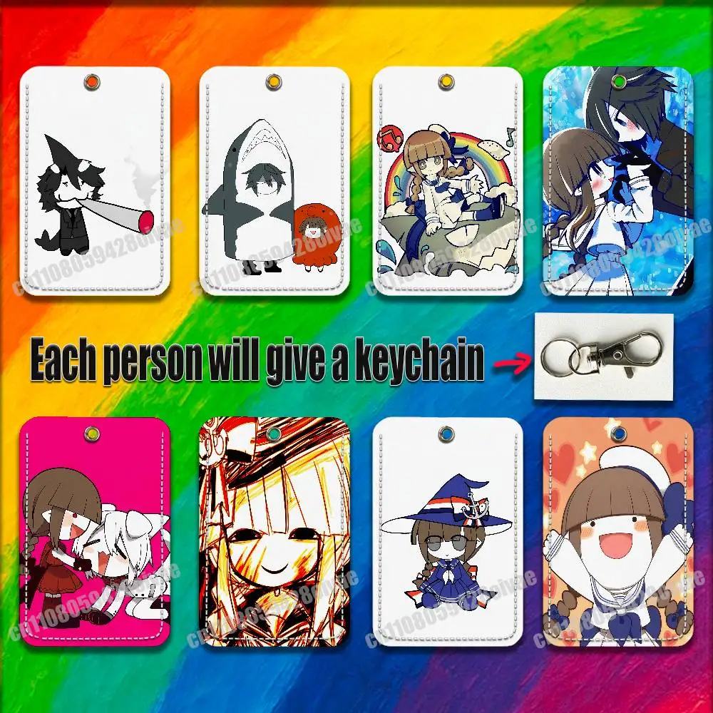 

W-Wadanohara and the Great Blue Sea For ID Clips Credit Bank Campus Card Holder Cover Decoration PU Leather Keychain