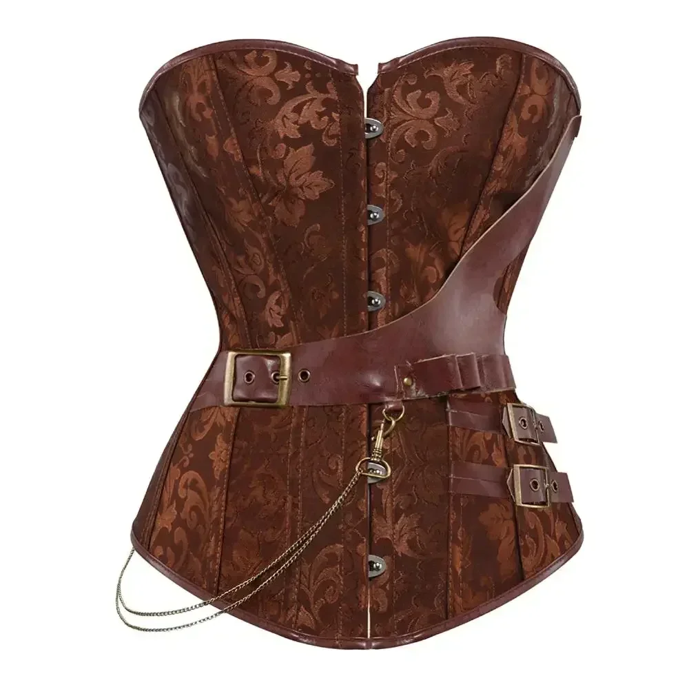 Pirackie gorsety dla kobiet skórzany gorset Steampunk gorset klamra Korsett karnawał odzież klubowa kostiumy na Halloween Plus rozmiar