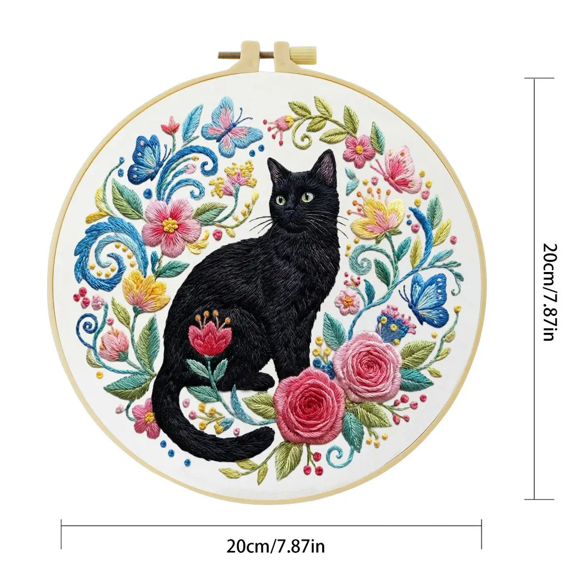 1 Stück 20X20CM/15X15CM 7,87/6,3 Zoll Katzen-Stickerei-Starter-Kit DIY-Kit DIY-Stickerei-Set Handarbeiten Nadelkunst Malerei – Detail 4