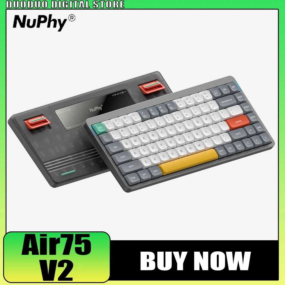 Nuphy Air75 V2 Mechanical Keyboard Bluetooth 2.4g Wireless 75% Low Profile Gateron Switch Compatible with Windows and Mac