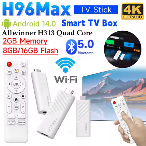 H96Max Android 14.0 TV Stick WIFI BT5.0 Mini TV Stick 2GB 8GB/2GB 16GB Android TV Stick Allwinner H313 Quad Core 4K Set Top Box