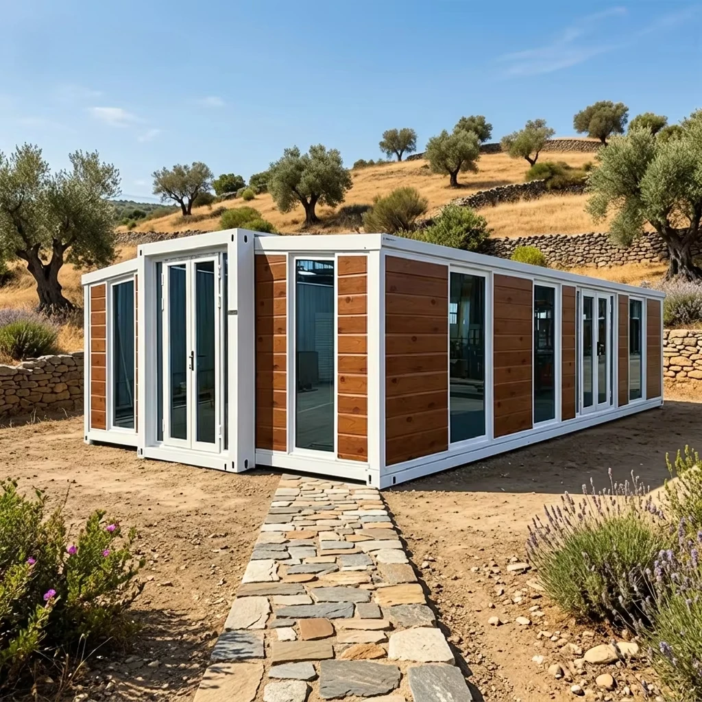 Modern Container House 20/30/40ft Luxurious Foldable Modular Home 5 Bed 3 Bath Laundry Rooftop Garden Panoramic Windows