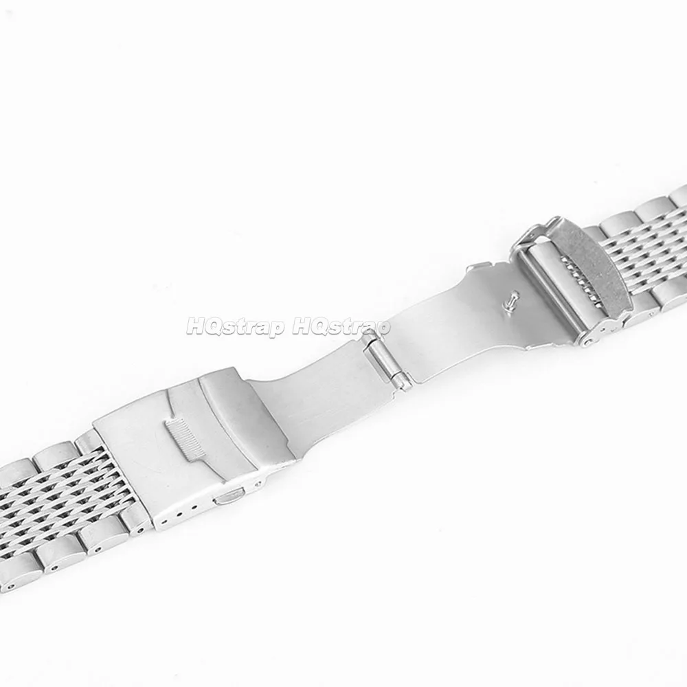 الصلبة شبكة من الاستانلس استيل سوار للطي مشبك حزام (استيك) ساعة 18 20 مللي متر 22 مللي متر 24 مللي متر المعادن العالمي حزام ل Seiko الغوص معصمه #6