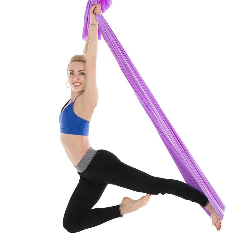 Modern Nylon Active Silk Purple Aerial Yoga Swing Set Improved Design for Bedroom Home Gym Fitness and Relaxation