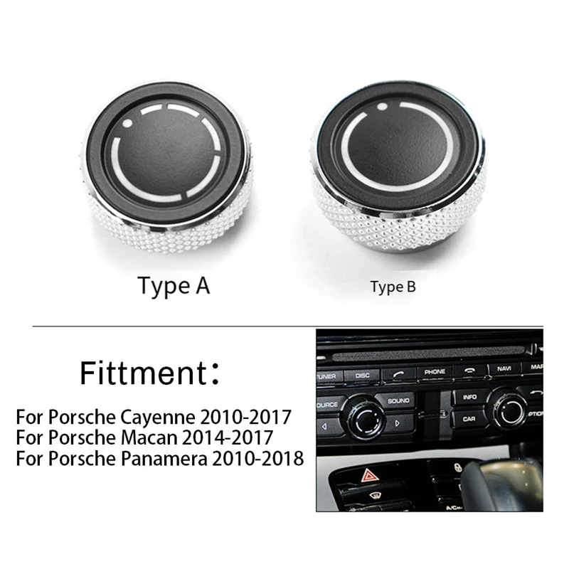 Air Conditioning Knob Console Audio Volume Radio Knob Cover Control Switch Button For Porsche Macan Panamera Cayenne Replacement