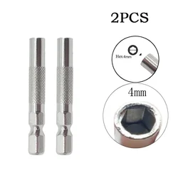 2pcs Screwdriver Adapter 1/4Inch Hex Shank Drill Socket 6.35mm Insert Bit Adapter To 4mm Electric Screwdriver Bit Socket Adapter