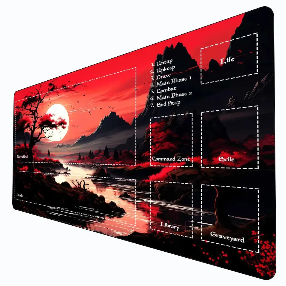Moonlit Blood Blossoms Mouse Pad Card Game Mat Large Computer Offices Mousepad Anti-slip for MTG DTCG CCG RPG Trading Cards Mats