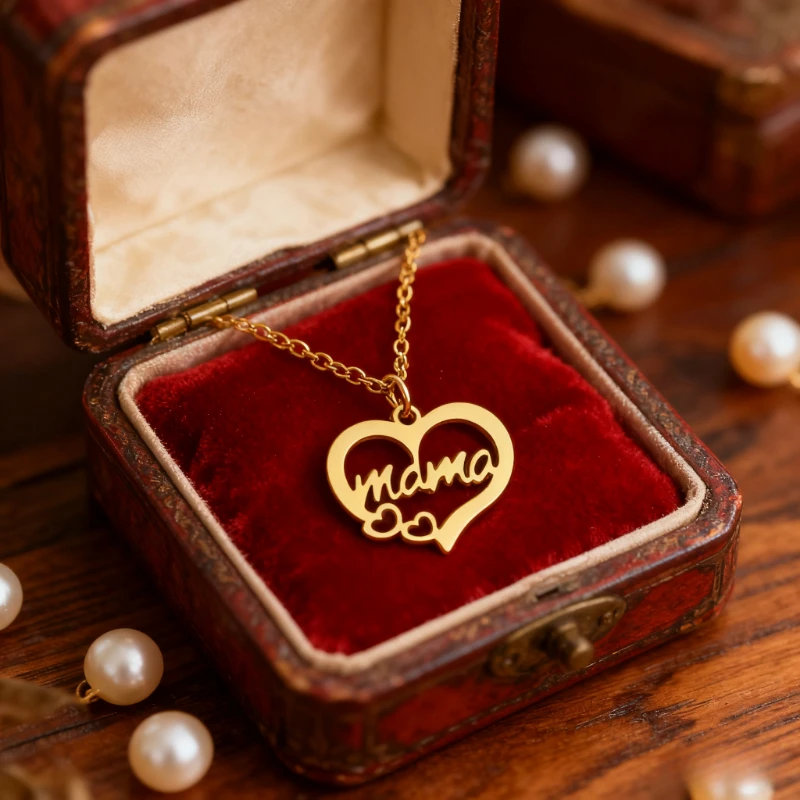 القلائد الفولاذ المقاوم للصدأ القلب رسالة ماما المعلقات القلائد الأم قلادة للنساء مجوهرات للأم أفضل الهدايا #2