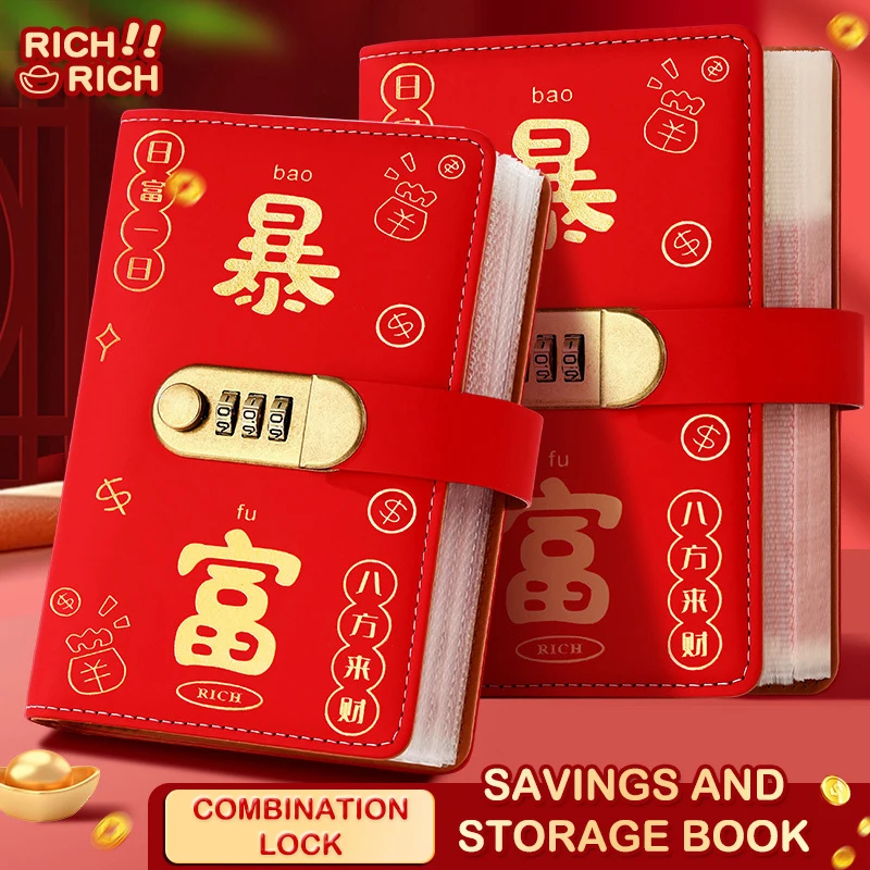 200 Envelopes Money Saving Challenge Save Money With Password Lock PU Money Collection Book Large Capacity Portable