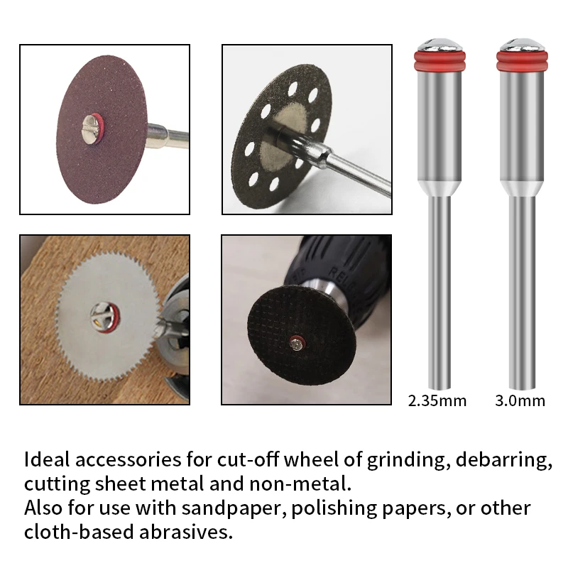 Xcan 10 peças 2.35/3.0mm haste de mandril de disco alça de roda de corte para dremel acessórios rotativos ferramentas mandris de roda de polimento