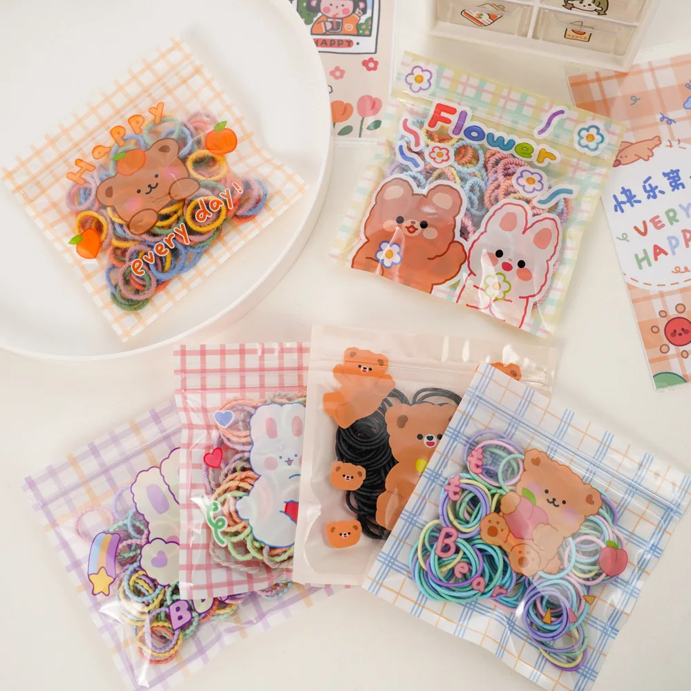 100 Pieces/Set Girls Colorful Non-Tangling Hair Small Rubber Bands Bright Color High Elasticity Cute Kids Hair Accessories