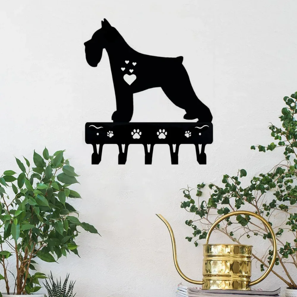 Ganchos en miniatura para llaves de perro Schnauzer, soporte para llavero, arte de pared de Metal, artesanías de hierro para colgar en la pared, perchero funcional, 1 unidad