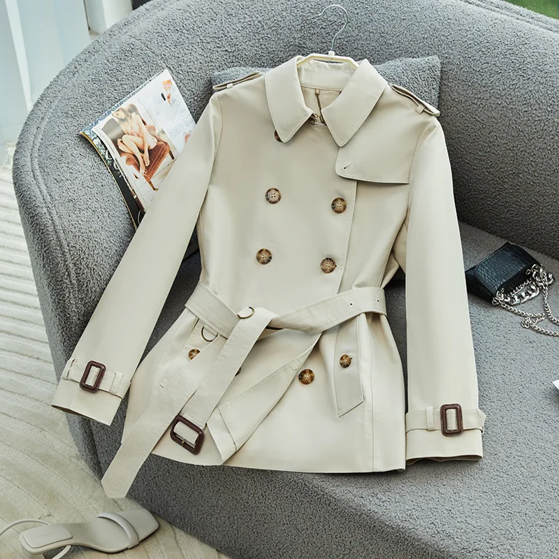 

2023 Spring Woman Trench Coat Fashion Korean Street wear Loose Casual Elegant Khaki Women's Windbreaker Coat New