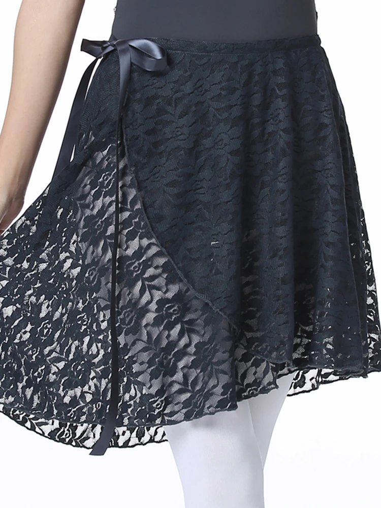 

Adult Chiffon Ballet Skirt Lace Female Tie One-Piece with Elastic Belt Front Short Back Long Lyric Dance Skirt for Women