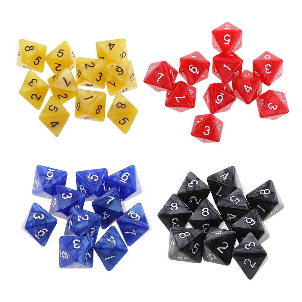 40 Pack 8 Sided D8 Polyhedral for Party Table Games(Yellow, Red, Blue, Black)