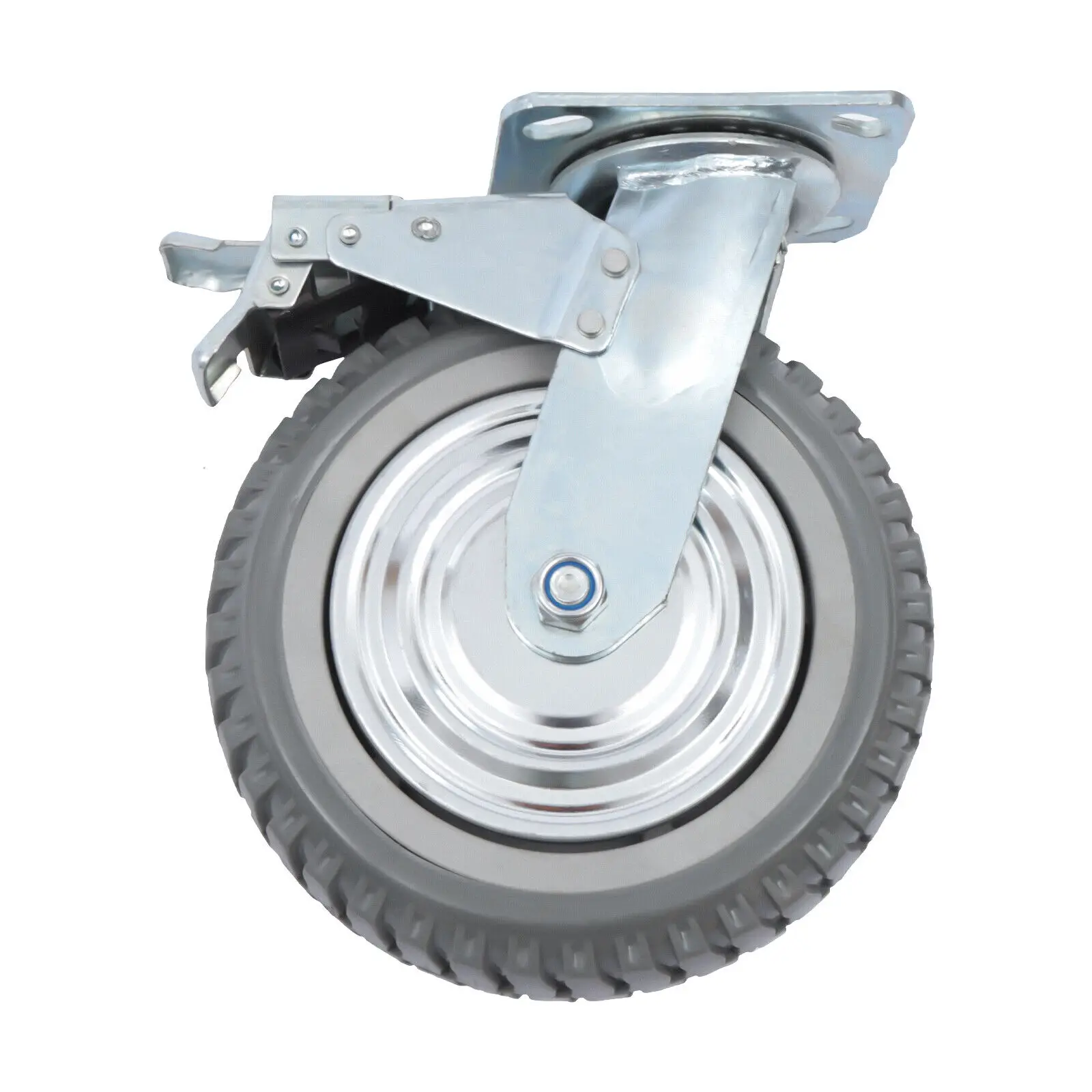 Rodas de manuseio à prova de poeira, 4 unidades, 8 polegadas, fixas + freio, rodízio sólido resistente