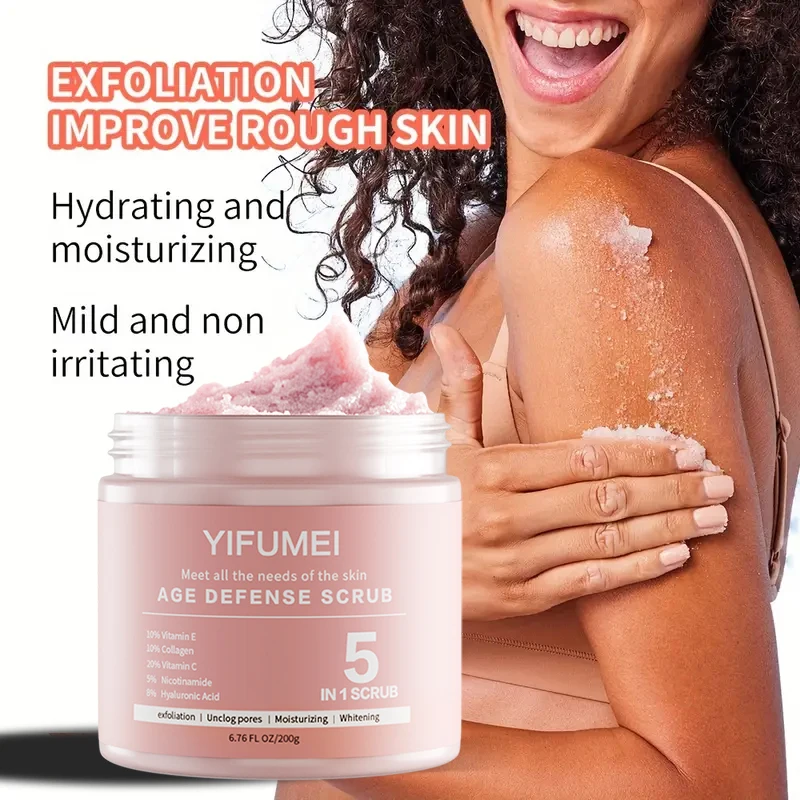 Collagen Whitening Body Scrub Exfoliating Scrub 5 IN1 Body Scrub Deep Cleansing & Smoothing for Sensitive Skin Hypoallergenic