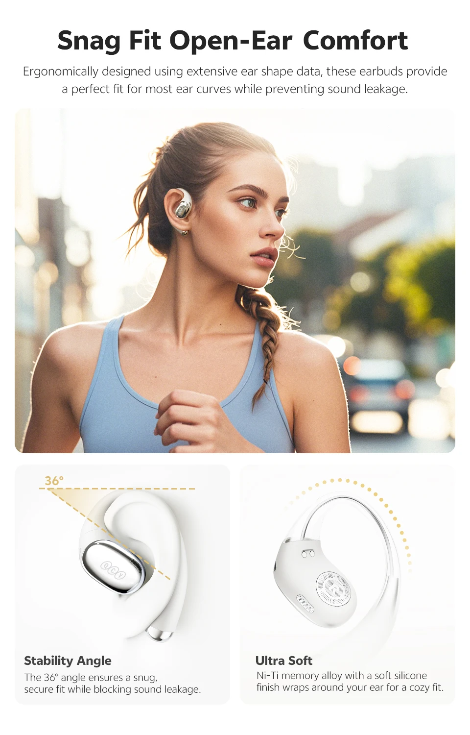 QCY Crossky R70 Open-Ear-Funkkopfhörer, Hi-Res LDAC Audio, Bluetooth 6,0-Kopfhörer, 4 Mikrofone, HD-Anruf, IPX5-Ohrbügel, Sport-Ohrhörer – Detail 6